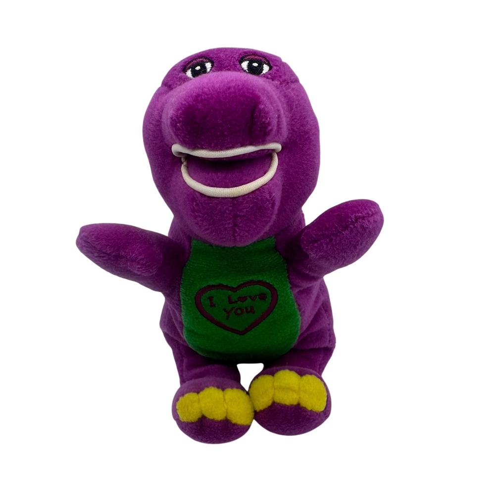 Vintage Barney the Dinosaur Plush 8" I Love You Heart Stuffed Animal Toy